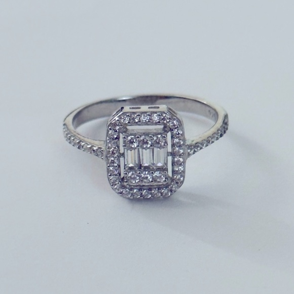 925 Silver baguette cz RING trending style - Picture 1 of 8